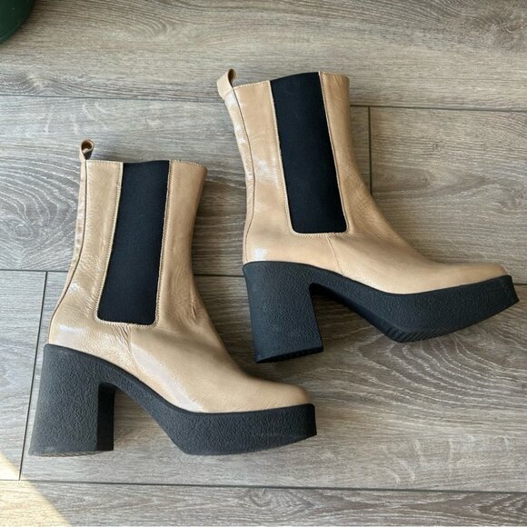 INTENTIONALLY BLANK  Bossy Leather Chunky Platform Chelsea Boots - Picture 10 of 16